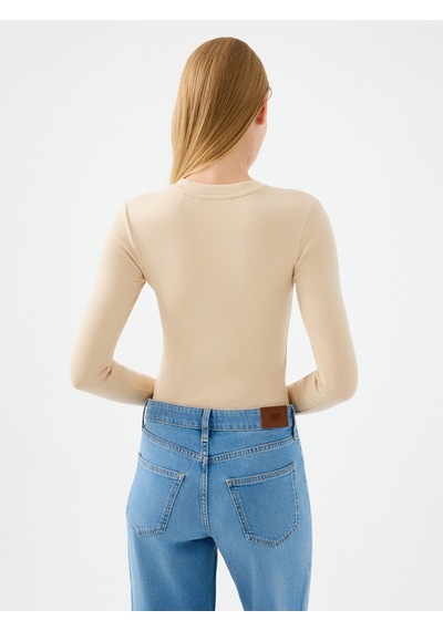 Slim Fit Kadın Bluz U.kol Bej