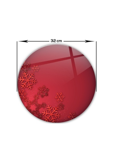Decorita Cam Kesme Tahtası |Happy NewYearKırmızı|Çap32 cm