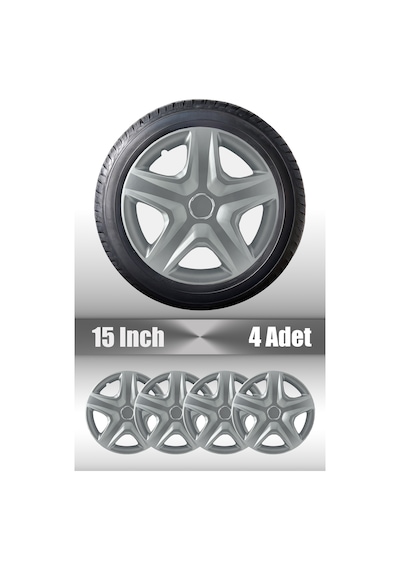 Renault Clio Symbol Megane 15" İnç Uyumlu 4 Adet 1 Takım Gri Jant Kapağı