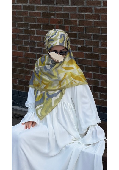 Qalortex Scarf Pamuklu Soft Mihrâ Desen Eşarp-olive