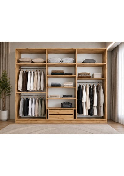 Luma Tamamı Mdf Sürgü Kapaklı Dolap Gardırop Yüklüklü Çam 240 Cm