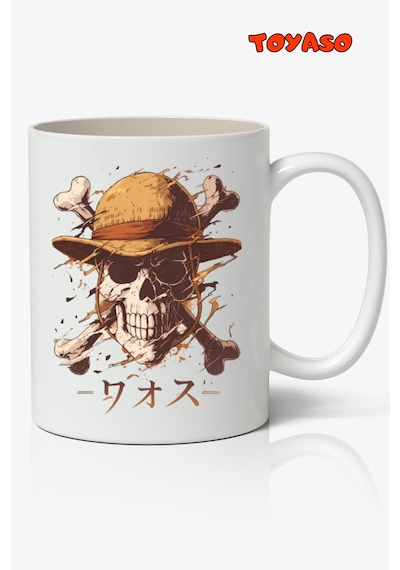 One Piece Logo Kurukafa Anime Temalı Beyaz Kupa Bardak Sevgiliye Arkadaşa Hediye Beyaz