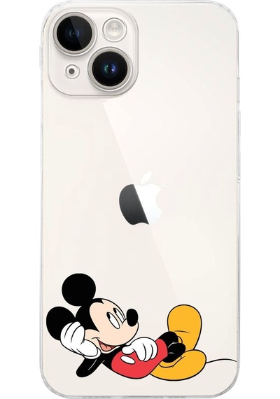 Apple Uyumlu iPhone 14 Kamera Korumalı Kapakmickey Mouse Tasarımlı Şeffafkılıf Şeffaf