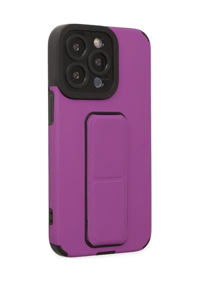 Apple Apple Uyumlu iPhone 13 Pro Max Kılıf Mega Standlı Silikon - Mor 0.2M-Çok Renkli