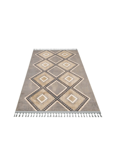 Bespoky Zen Geometrik Bohem Salon Halısı Makine Dokuma Bej - Vizon Kahve