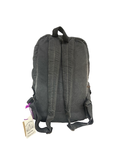 Old Cotton Cargo Kaliteli Vintage Disayn Laptop Bölmeli Sırt Gezi Çantası Leone Bag Oil 5100 Siyah