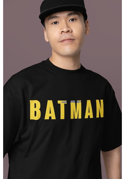 Tasarım Batman Sırt Baskılı Unisex Oversize Süper Kahraman Tişört Siyah