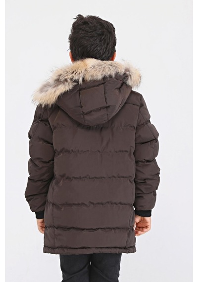 Benitto Kids Natural Kürklü Erkek Çocuk Kaban 51237-kahve Kahverengi