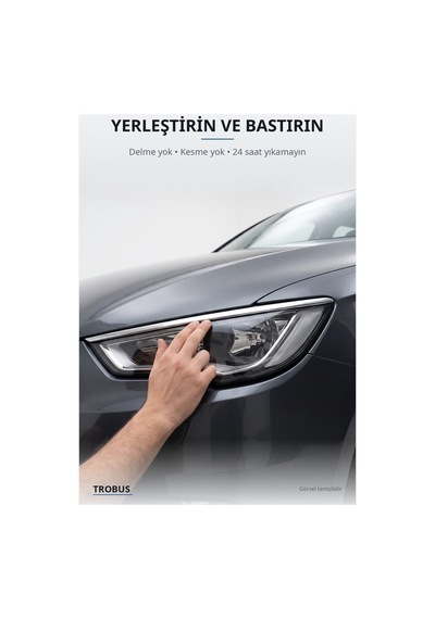 Volkswagen Passat B8.5 2019 Ve Sonrası Uyumlu Krom Far Üstü Çıtası 3 Parça Paslanmaz Çelik
