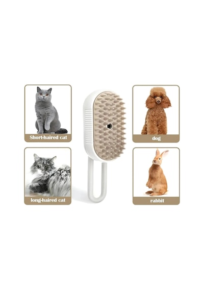 Saplı Buharlı Kedi Tarağı, Buharlı Kedi & Köpek Yıkama Fırçası Tarağı Yumuşak Silikonlu
