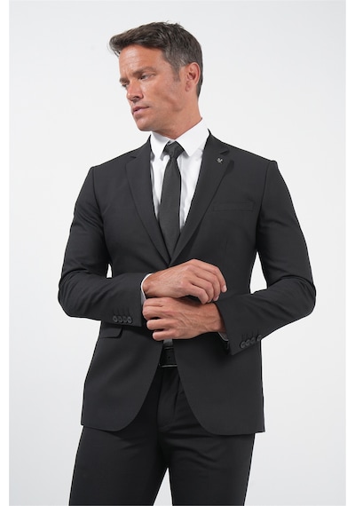 İmza Siyah Gabardin Mono Yaka 8 Drop Slim Fit Dar Kesim Basic Takım Elbise 1001255006