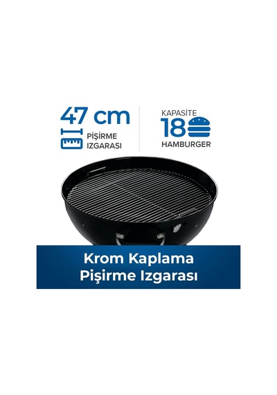Napoleon Premium 18 Kömürlü Mangal Barbekü 47cm Siyah