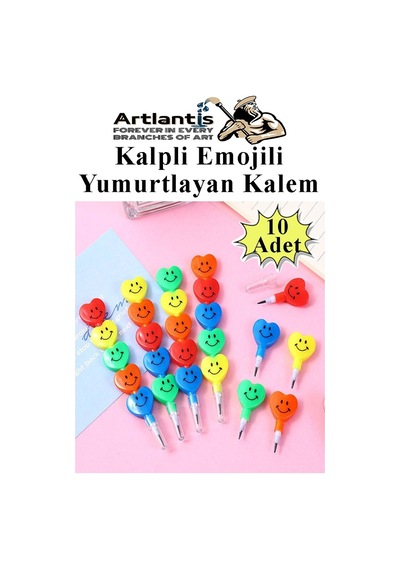 Kalpli Emoji Yumurtlayan Kurşun Kalem 10 Adet Eğlenceli Hediyelik Kurşun Kalem Gülen Yüzlü Kurşun Kalem Karne Hediyesi Çok Renkli