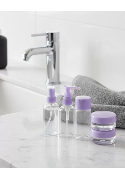 5 Parça Seyahat Banyo Seti 30 Ml Şeffaf Taşınabilir Şişe Seti Çok Renkli