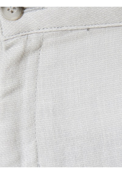 Koton Keten Pamuk Karışımlı Chino Pantolon Cep Detaylı Gri Desenli 4sam40225hw Gri Desenli