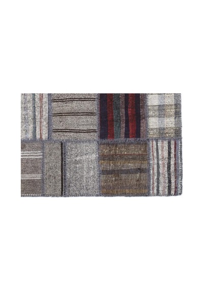 El Dokuması Patchwork Vintage Yün-pamuk Çizgili Halı 1327 160 X 230 Cm Çok Renkli