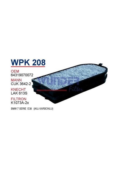 WUNDER WPK208 Polen Filtresi Bmw 7 Serie E38 (İkili Karbonlu)