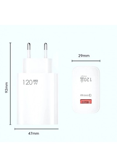 120w Usb Hızlı Type C Uçlu Kablolu Şarj Aleti 5324