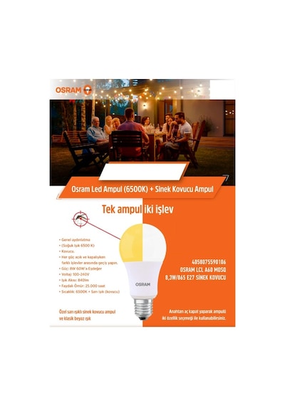 Osram Led Value Sinek Kovucu 8W 6500K-2700K 840lm E27