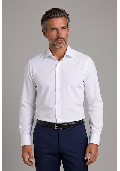 Bisse Beyaz Regular Fit Pamuk Cepsiz Klasik Uzun Yaka Gömlek Gmkls252203 D01