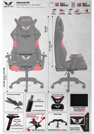 Samurai Ss Oyuncu Koltuğu Premium Pu Deri Gaming Koltuğu Çok Renkli