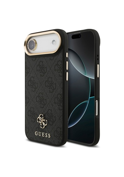Apple Uyumlu iPhone 17 Air Guess Lisanslı 4g Ve Yazı Logolu Kılıf&ekran&lens Koruyucu 3in1 Aksesuar Seti Siyah Siyah
