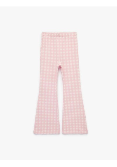 Koton Ekoseli İspanyol Paça Pembe Kız Çocuk Pantolon 6skg40058ak Pembe