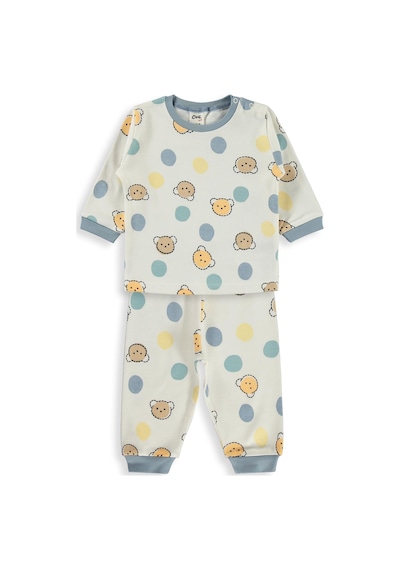 Civil Baby Ayıcık Baskılı 6-18 Ay Pijama Takımı - Ekru