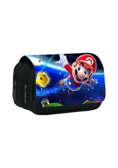 Super Mario Çift Fermuar Büyük Kapasiteli Kalem Kutu Dayanıklı Kumaş Mario Kalem Kutusu