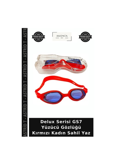 Delux Serisi Gs7 Yüzücü Gözlüğü Kırmızı Kadın Sahil Yaz