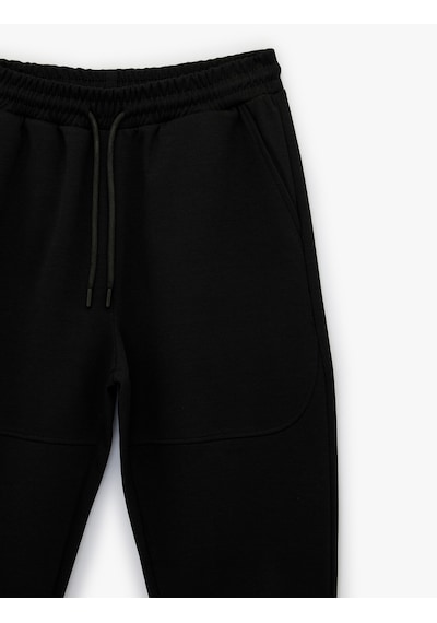 Koton Paçası Lastikli Cepli Beli Bağcıklı Jogger Spor Eşofman Altı Siyah 6sam40049nk