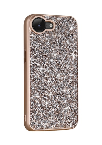 Apple Uyumlu iPhone 16e Kılıf Parlak Taşlı Tasarım Zore Pırlanta Kapak Gold