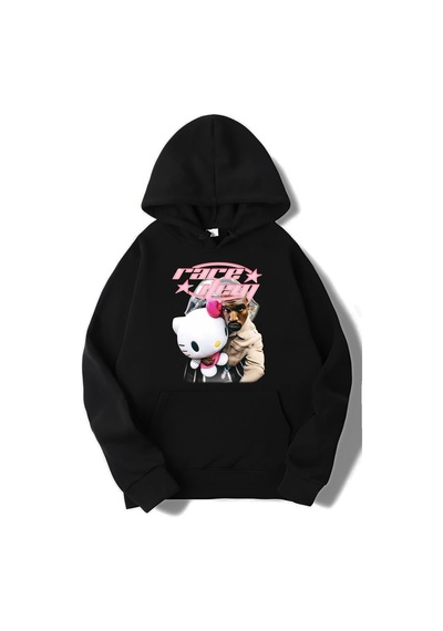 Brz Collection Unisex Oversize Kanye West Hello Kitty Rare Item Hoodie Siyah Siyah