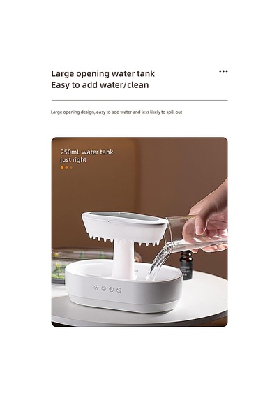 Su Damlacıklı Yağmur Hava Nemlendirici Difüzör Rgb, Su Buharlı 250 Ml Orman Tasarımlı Nemlendirici