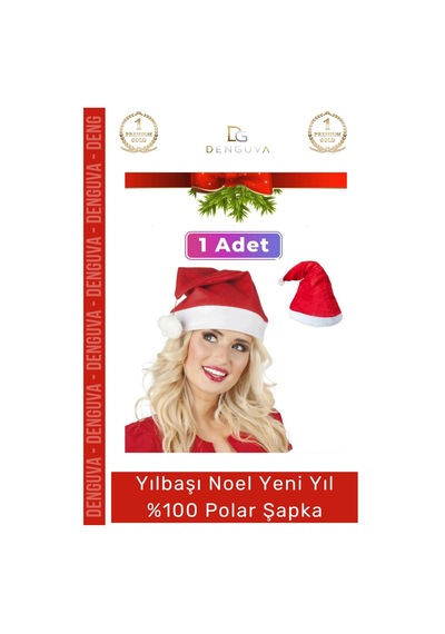 Şapka Kırmızı Yılbaşı Kostüm Aksesuarı Çocuk Yetişkin Şık Noel Baba 100 Polar Şapka 1 Adet