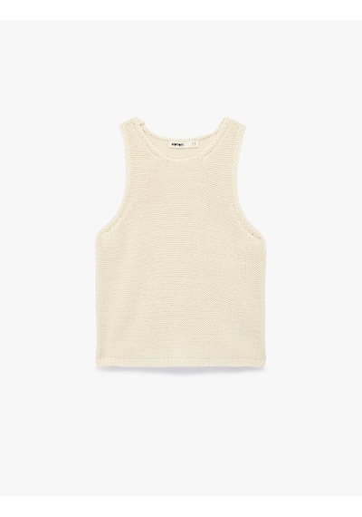 Koton Regular Fit Kolsuz Bisiklet Yaka Triko Atlet Ekru 6sak30039ht