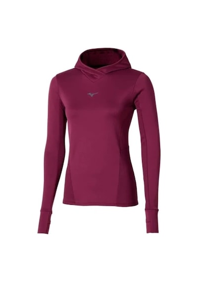 Mizuno Active Warm Kadın Kapüşonlu Yarım Fermuarlı Rüzgarlık Bordo Çok Renkli