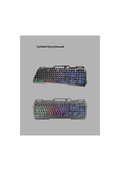 Set Işıklı Klavye Mouse + Bluetooth 5.2 Kulaklık Paketi - Hs08378296-1472 Renkli