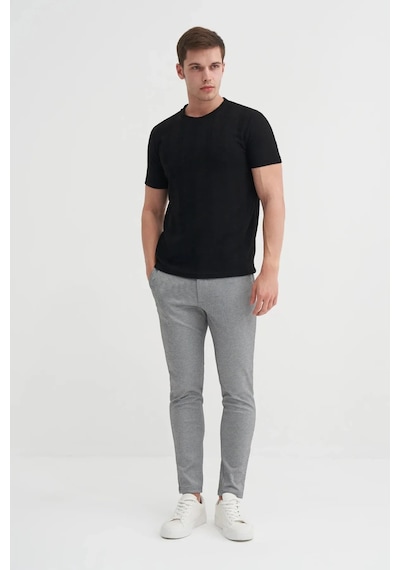 Cazador Slim Fit Bisiklet Yaka Örme Düz Tişört Siyah