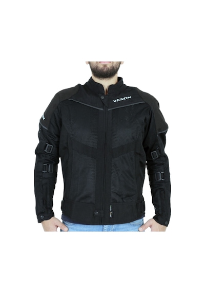 Venom Motosiklet Montu Rock Cordura Erkek Siyah Fileli Motorcu Mont
