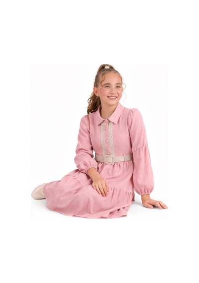 İrem Çocuk Giyim Kız Çocuk Düğme Kapamalı Dantel Detaylı Kemerli Diz Altı Boy Astarlı Pembe Renk Elbise Pembe İrem Çocuk Giyim Kız Çocuk Düğme Kapamalı Dantel Detaylı Kemerli Diz Altı Boy Astarlı Pembe Renk Elbise Pembe