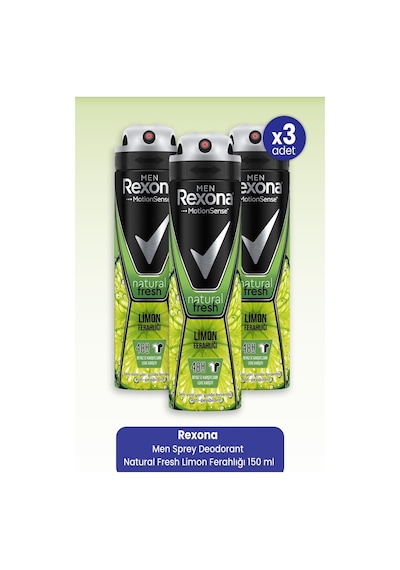 Rexona Men Natural Fresh Limon Ferahlığı Erkek Sprey Deodorant 3 x 150 ML
