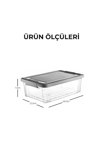 3'lü Set 1,5lt. Decobox Çok Amaçlı Saklama Kabı - Piknik Taşıma Seti - 1,5lt. Antrasit