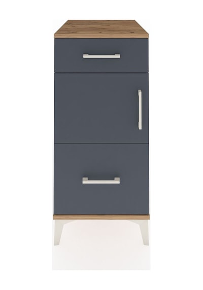 Kronos Komodin Tek Raflı 2 Çekmeceli Tek Kapaklı 44x59x96 Çam-antrasit Atlas Çam