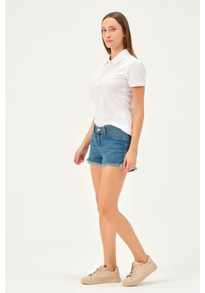 Msw Kadın Beyaz Regular Fit Polo Yaka T-shirt Beyaz