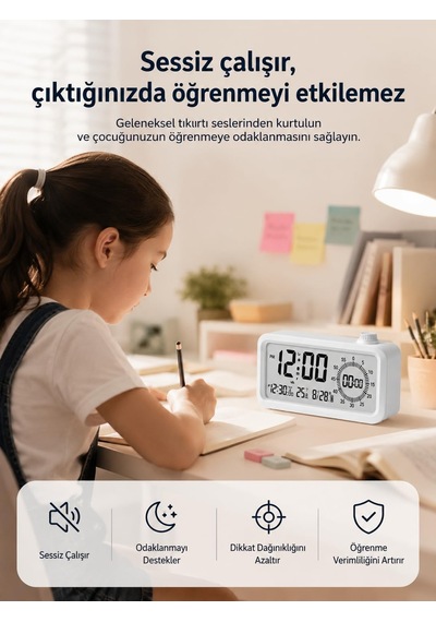 Adornist - Dijital Çalar Saat Ve Geri Sayım Zamanlayıcı - Döner Düğmeli Sessiz Masa Saati, Sıcaklık/tarih Göst Diğer