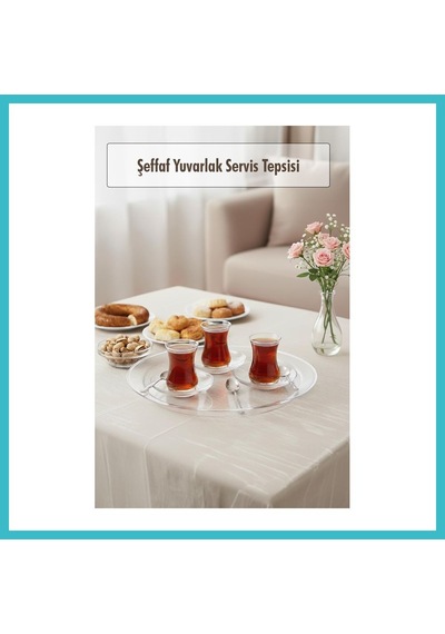 Bezos Şeffaf Yuvarlak Servis Tepsisi 33 Cm Dfnbez