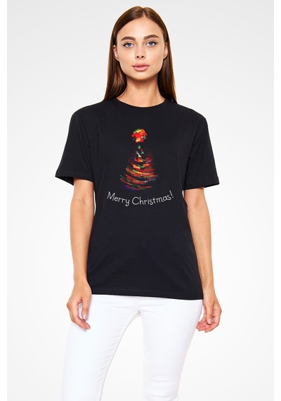 Flood Of Style Yılbaşı Yeni Yıl Christmas Siyah Unisex Tişört T-shirt