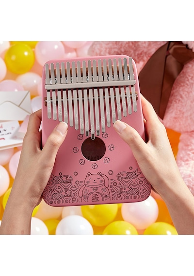 Midex KLX - 350 Pembe Kalimba Gerçek Ağaç 17 Tuşlu Full Set
