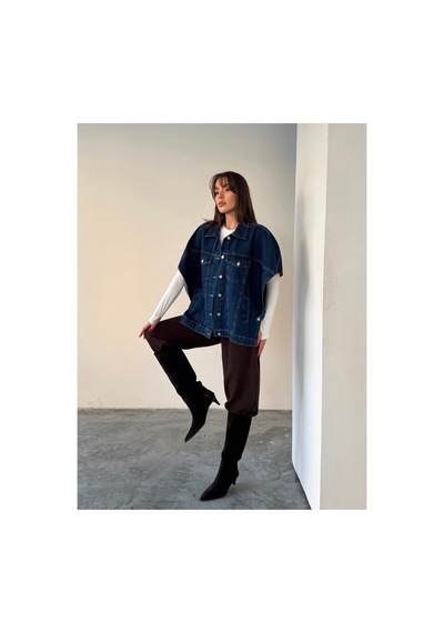 Blue Marlın Oversize Lacivert Yelek/panço Lacivert